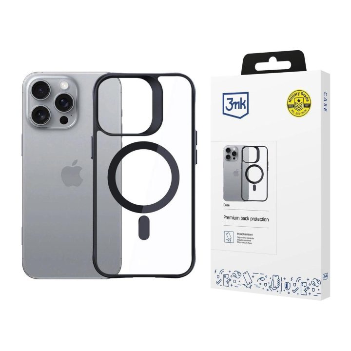 iPhone 16 Pro Max - skaidrus su juodu rėmeliu