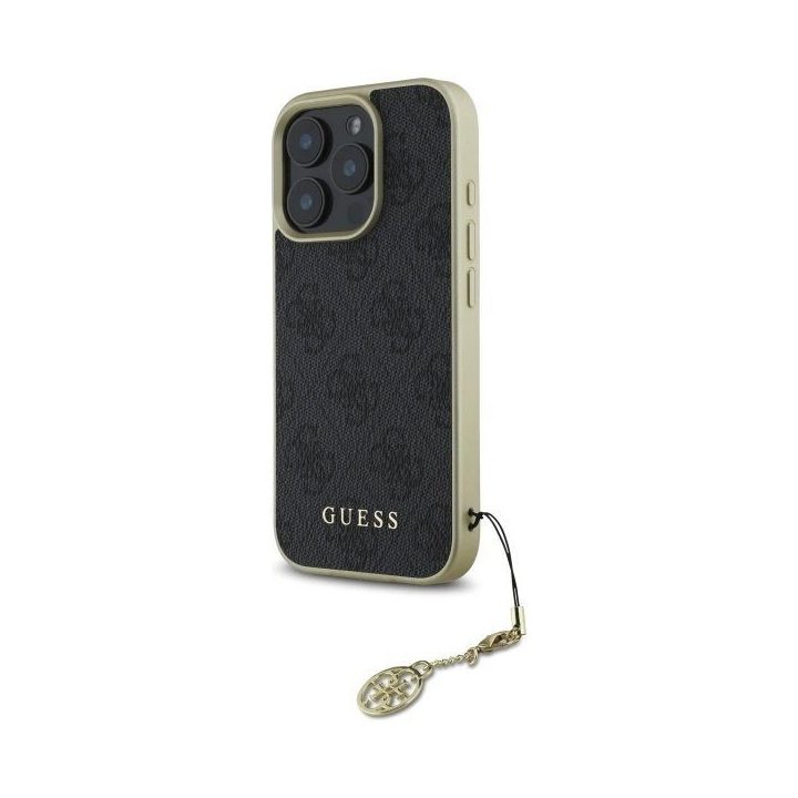 Guess 4G Charms Kolekcijos dėklas iPhone 16 Pro“ – juodas