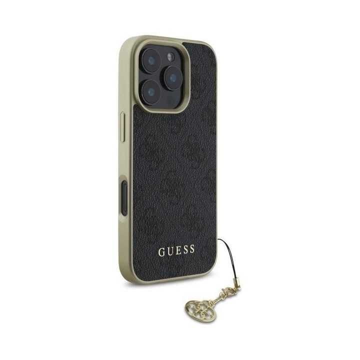 Guess 4G Charms Kolekcijos dėklas iPhone 16 Pro“ – juodas