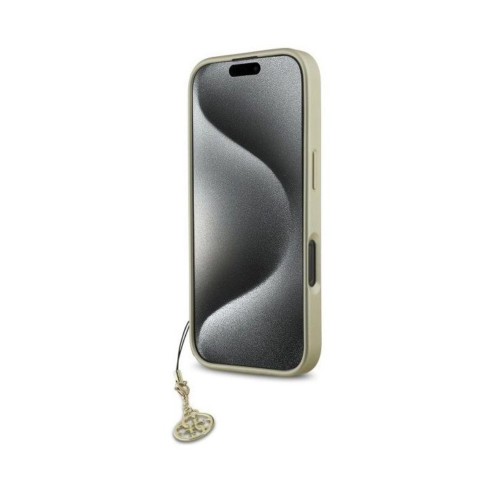 Guess 4G Charms Kolekcijos dėklas iPhone 16 Pro“ – juodas
