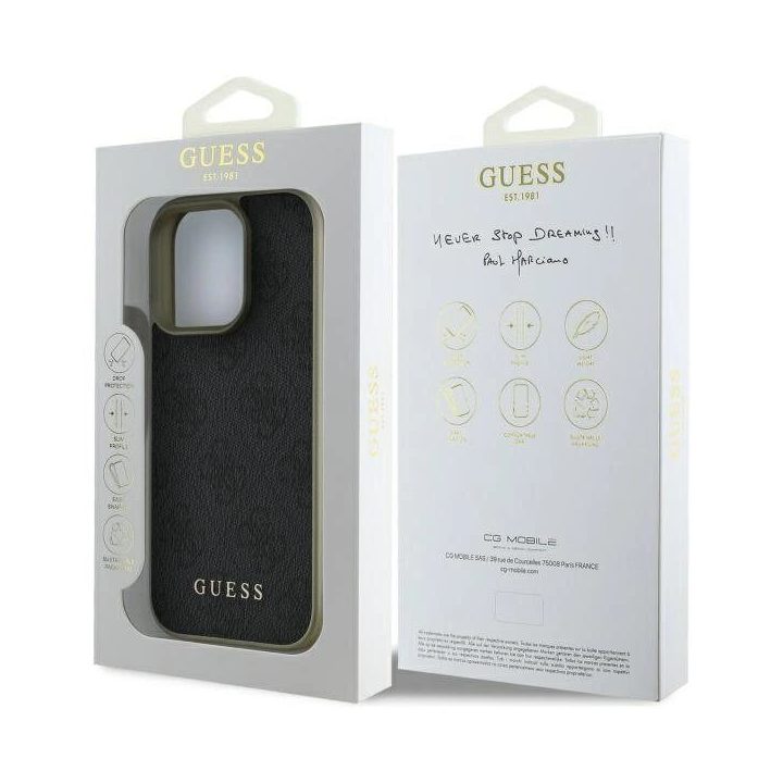 Guess 4G Charms Kolekcijos dėklas iPhone 16 Pro“ – juodas