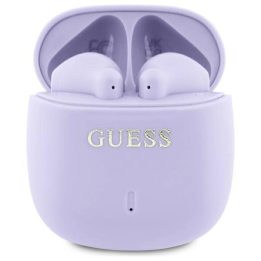 Guess“ Bluetooth“ ausinės TWS“ + įkrovimo stotelė violetinės/violetinės spalvos klasikinis logotipas