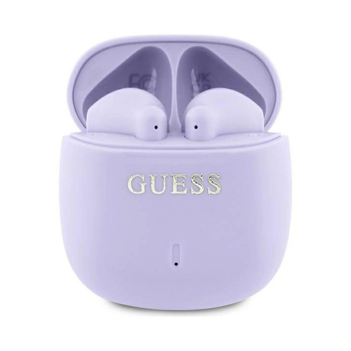 Guess“ Bluetooth“ ausinės TWS“ + įkrovimo stotelė violetinės/violetinės spalvos klasikinis logotipas