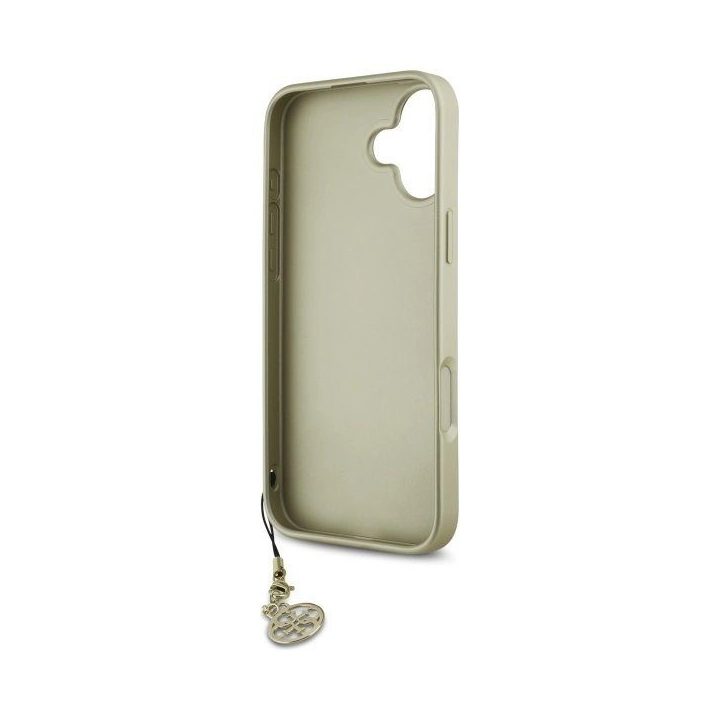 Guess“ 4G žavesių kolekcijos dėklas iPhone 16 Plus telefonui – rudas