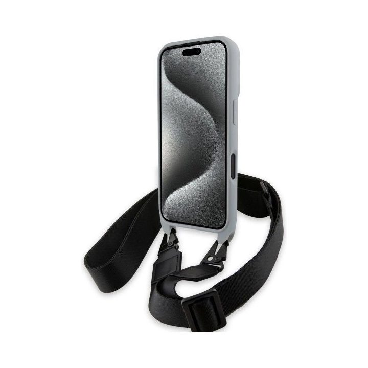 BMW M Edition Carbon Stripe & Strap iPhone 16 dėklas – pilkas