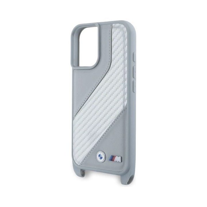 BMW M Edition Carbon Stripe & Strap iPhone 16 dėklas – pilkas