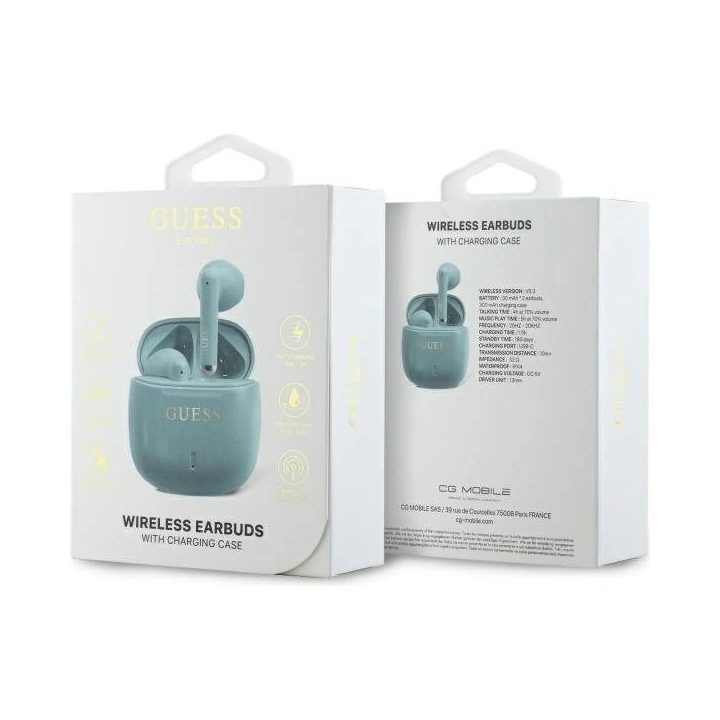 Guess Bluetooth ausinės GUTWSJ14ESGQ TWS + įkroviklis žalia/žalios spalvos