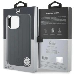 Mercedes“ silikoninis MagSafe dėklas su vertikaliais tonais iPhone 16 Pro Max“ – pilka