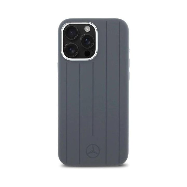 Mercedes“ silikoninis MagSafe dėklas su vertikaliais tonais iPhone 16 Pro Max“ – pilka