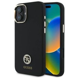 Guess Silicone Logo Strass 4G“ dėklas iPhone 16“ - juodos spalvos