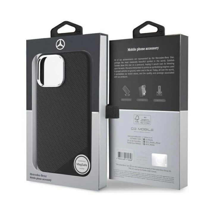 Mercedes“ iPhone 16 Pro“ 6,3 col. juodas/juodas kietas dėklas