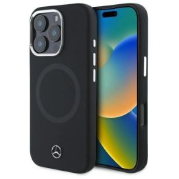 Mercedes-Benz“ silikono dėklas su toniniu logotipu MagSafe iPhone 16 Pro“ – juodos spalvos