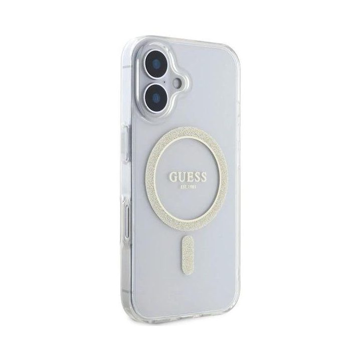 iPhone 16 Plus 6.7 skaidrų kieto korpuso IML Glitter Circle MagSafe