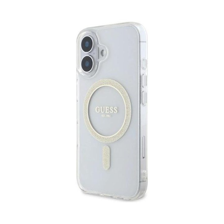 iPhone 16 Plus 6.7 skaidrų kieto korpuso IML Glitter Circle MagSafe