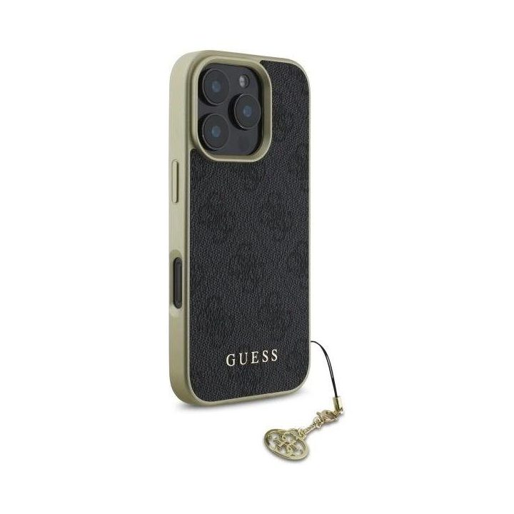Guess 4G Charms kolekcijos dėklas iPhone 16 Pro Max - juodas