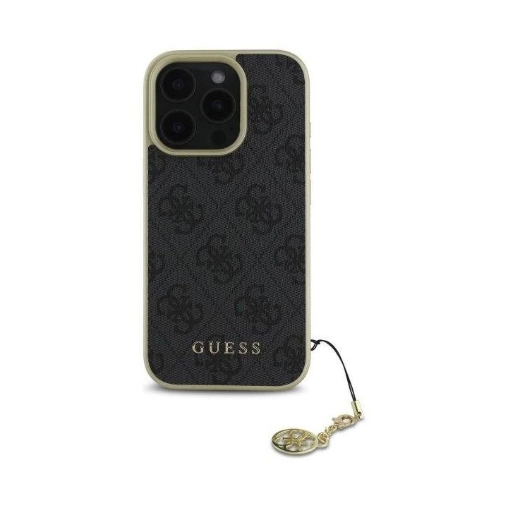 Guess 4G Charms kolekcijos dėklas iPhone 16 Pro Max - juodas
