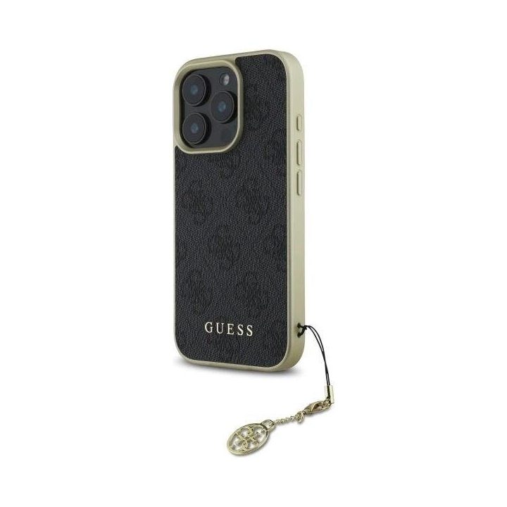 Guess 4G Charms kolekcijos dėklas iPhone 16 Pro Max - juodas