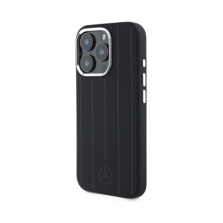 Mercedes iPhone 16 Pro“ 6,3 col. juodas / juodas kieto dėklo silikonas,