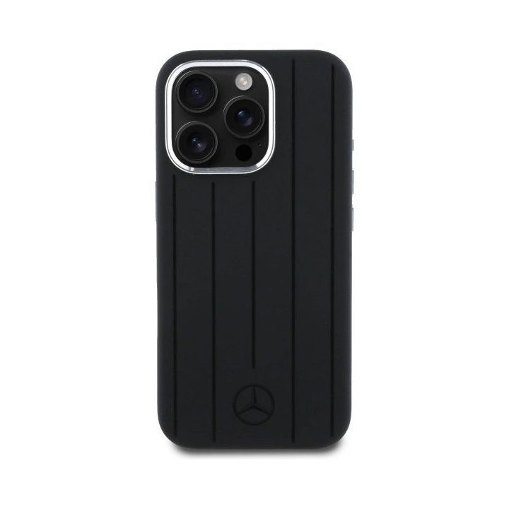 Mercedes iPhone 16 Pro“ 6,3 col. juodas / juodas kieto dėklo silikonas,