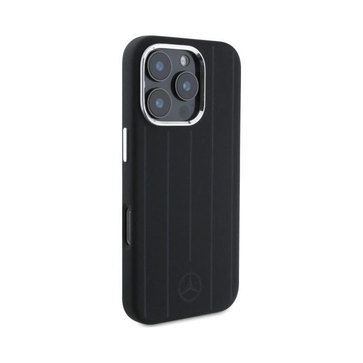 Mercedes iPhone 16 Pro“ 6,3 col. juodas / juodas kieto dėklo silikonas,
