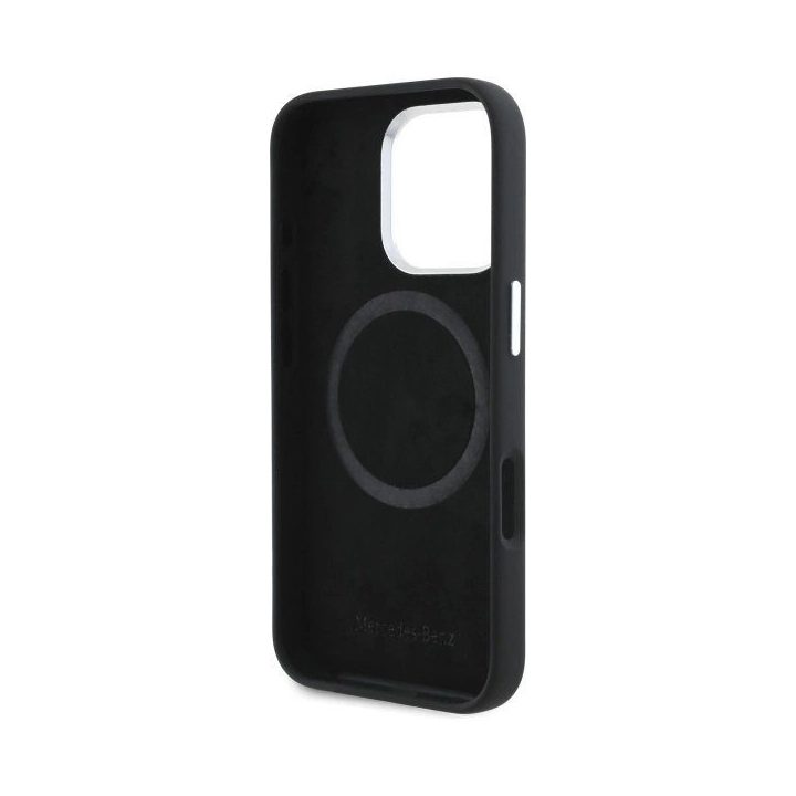Mercedes iPhone 16 Pro“ 6,3 col. juodas / juodas kieto dėklo silikonas,