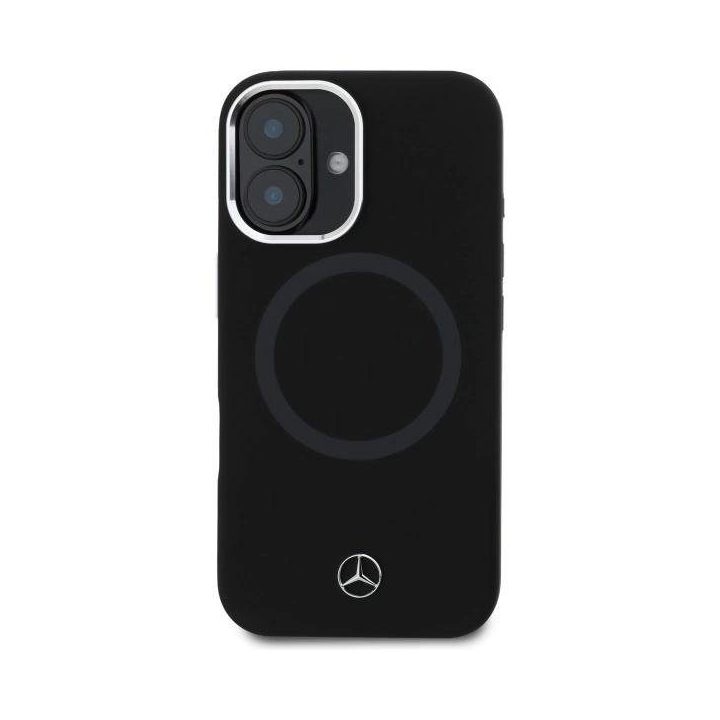 iPhone 16 6,1“ juodas/juodas iš kieto apvalkalo silikono su logotipu MagSafe“