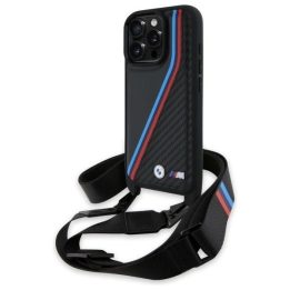 BMW M Carbon Tricolor Lines & Strap“ dėklas iPhone 16 Pro Max“ - juodas