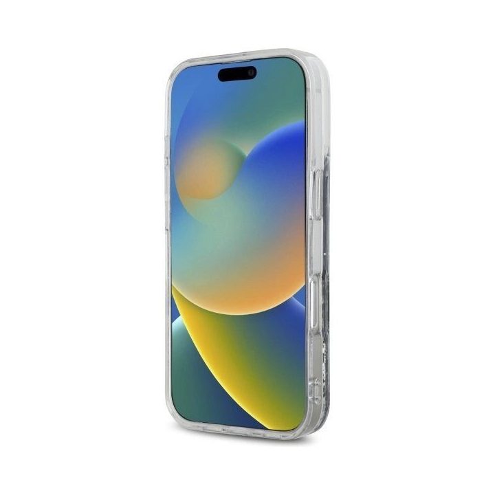 iPhone 16 Pro 6,3 juodas/juodas tvirtas dėklas su skystu blizgiu logotipu