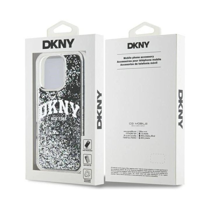 iPhone 16 Pro 6,3 juodas/juodas tvirtas dėklas su skystu blizgiu logotipu
