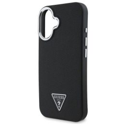 ? iPhone 16 Plus“ 6,7 juodas standi dėklas su grūdėtu trikampiu, MagSafe