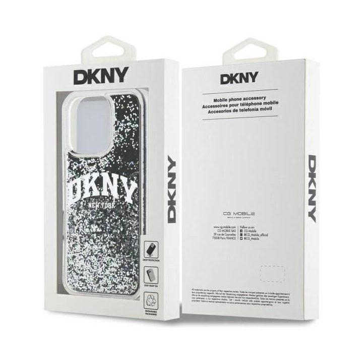 iPhone 16 Pro Max 6.9 juodas dėklas Liquid Glitter Arch“ logotipas