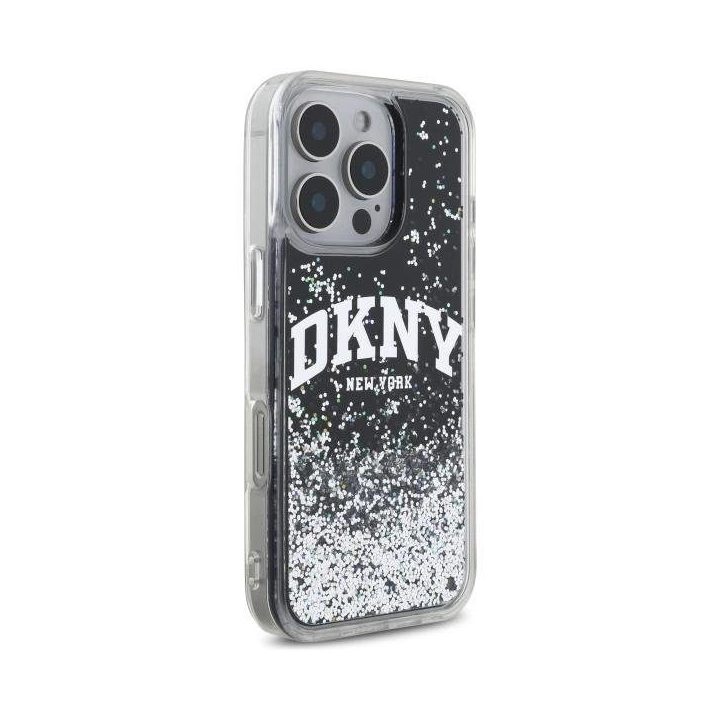 iPhone 16 Pro Max 6.9 juodas dėklas Liquid Glitter Arch“ logotipas