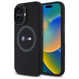 BMW M Silicone Printed Ring MagSafe iPhone 16 dėklas – juodas
