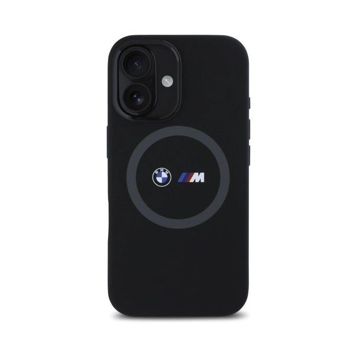 BMW M Silicone Printed Ring MagSafe iPhone 16 dėklas – juodas