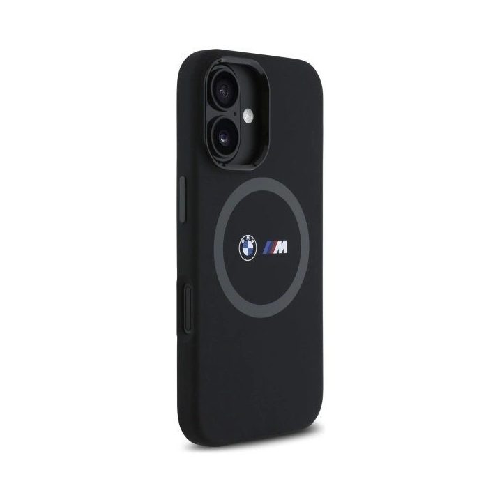 BMW M Silicone Printed Ring MagSafe iPhone 16 dėklas – juodas