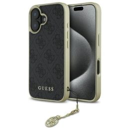 Guess 4G Charms Collection dėklas iPhone 16 telefonui - juodas