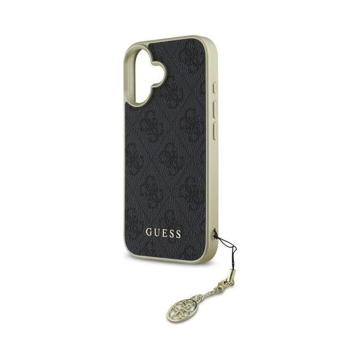 Guess 4G Charms Collection dėklas iPhone 16 telefonui - juodas