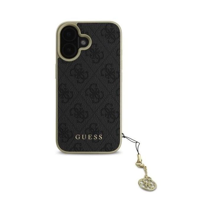 Guess 4G Charms Collection dėklas iPhone 16 telefonui - juodas