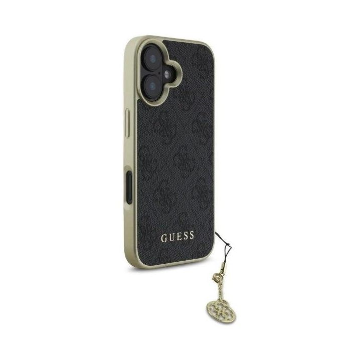 Guess 4G Charms Collection dėklas iPhone 16 telefonui - juodas