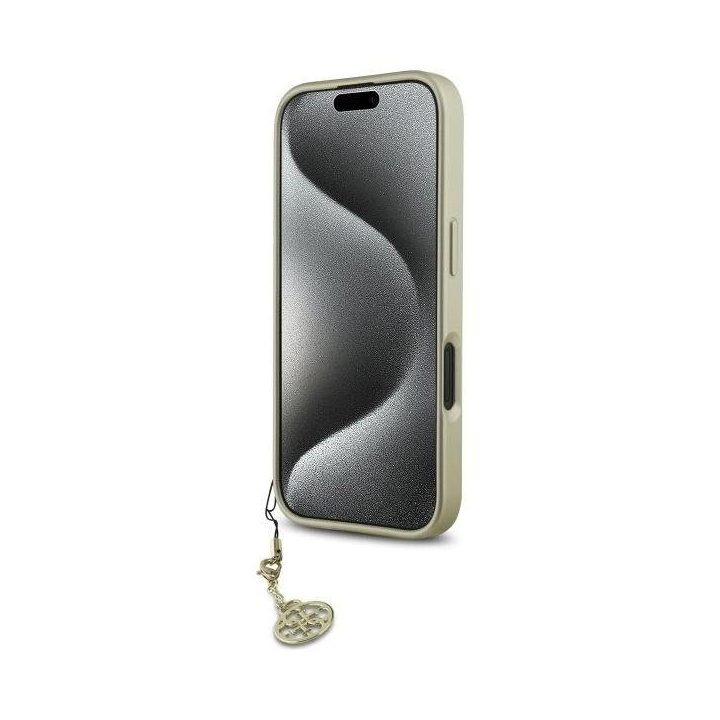Guess 4G Charms Collection dėklas iPhone 16 telefonui - juodas