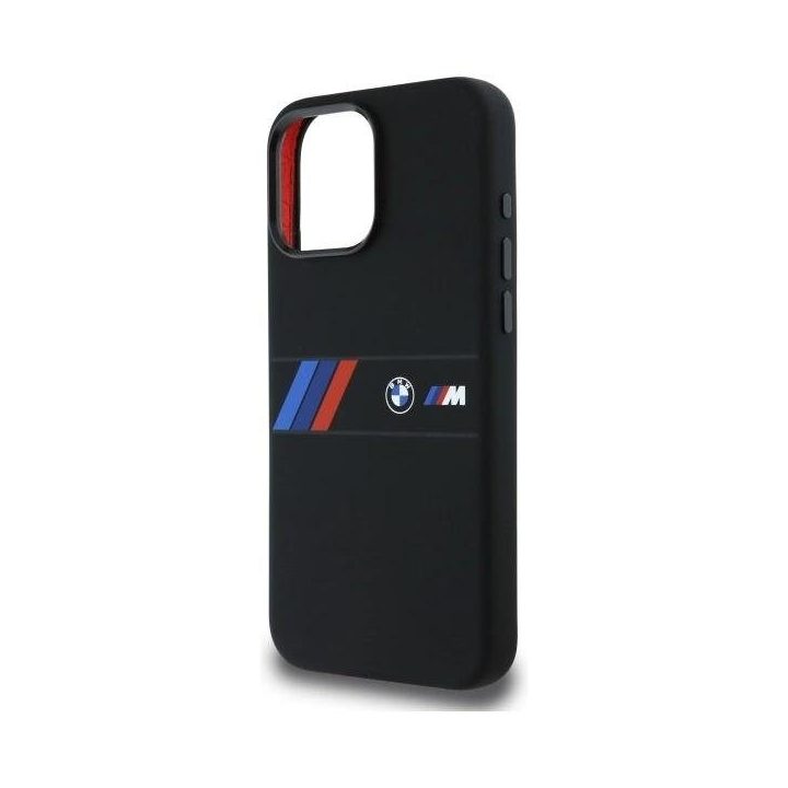 BMW silikono dėklas su MagSafe juostele viduryje iPhone 16 Pro Max“ – juodas