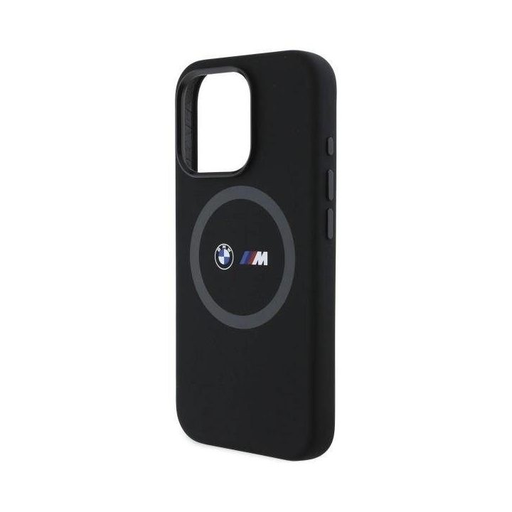 BMW M silikono raštais dengtas žiedinis MagSafe“ dėklas iPhone 16 Pro Max“ – juodas