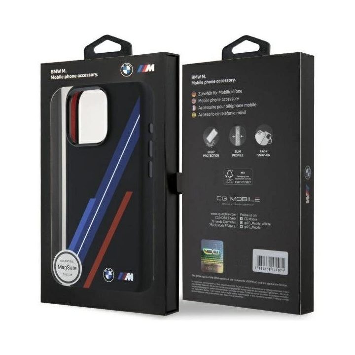 BMW Silicone Random Lines“ MagSafe“ dėklas iPhone 16 Pro Max“ – juodas