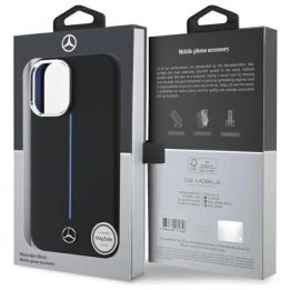Mercedes Silicone Blue Stripe“ MagSafe“ dėklas iPhone 16“ – juodas