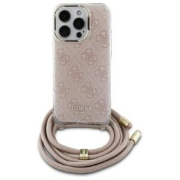 Guess“ Crossbody Cord 4G Print iPhone 16“ dėklas – rožinis