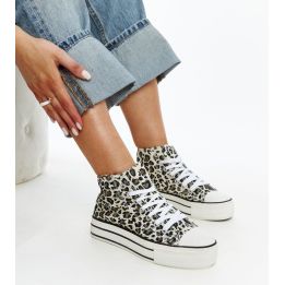 Laisvalaikio batai su leopardo raštu ant platformos Bagy