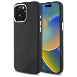 Mercedes silikoninis Tonal Logo medžio rašto MagSafe iPhone 16 Pro Max dėklas - juodas