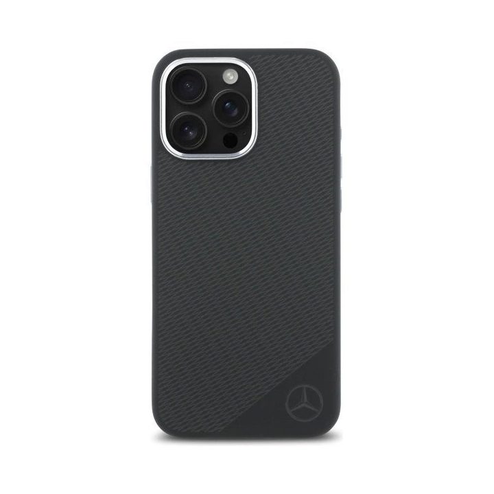 Mercedes silikoninis Tonal Logo medžio rašto MagSafe iPhone 16 Pro Max dėklas - juodas