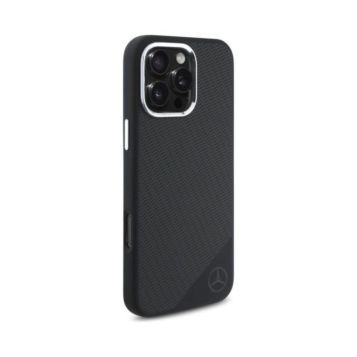 Mercedes silikoninis Tonal Logo medžio rašto MagSafe iPhone 16 Pro Max dėklas - juodas