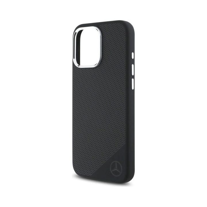 Mercedes silikoninis Tonal Logo medžio rašto MagSafe iPhone 16 Pro Max dėklas - juodas